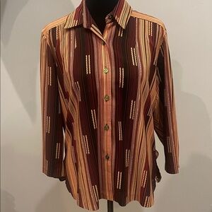 Striped Multicolor retro women’s button front  Shirt